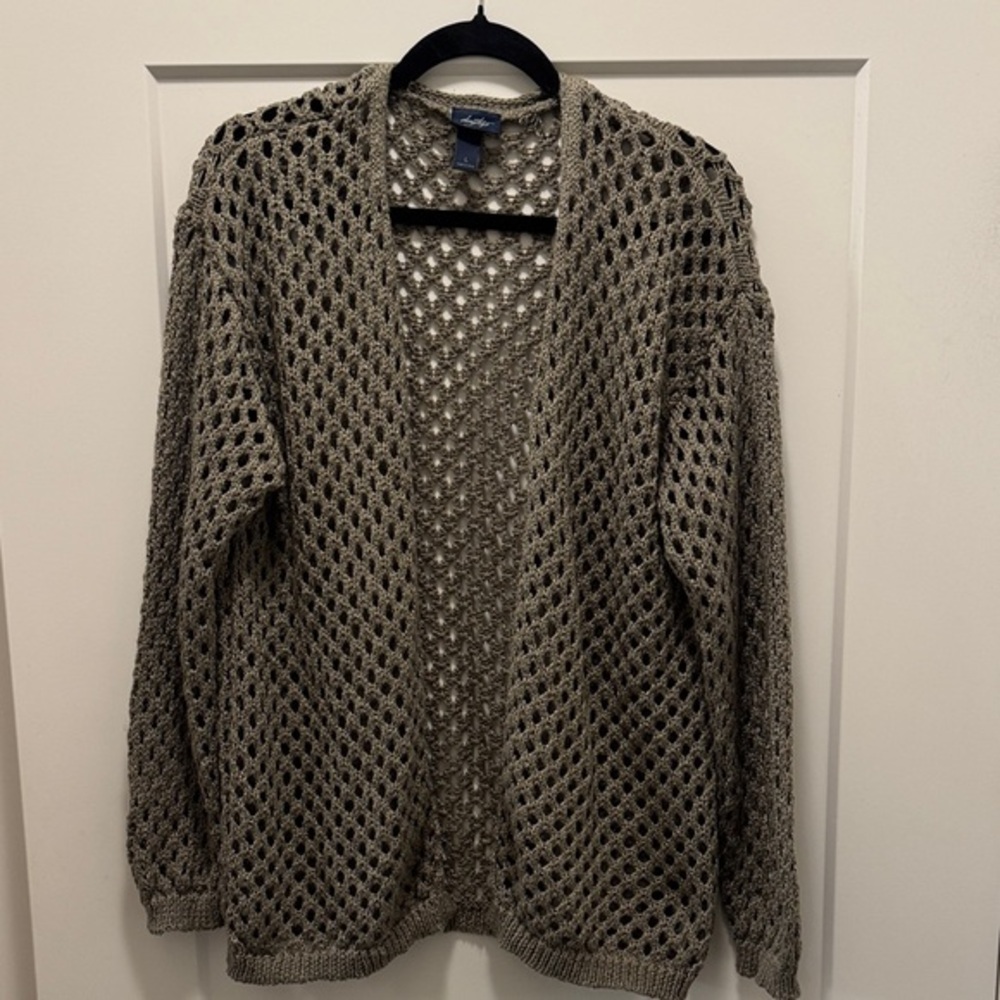 Daytrip Open-Weave Knit Cardigan in Taupe